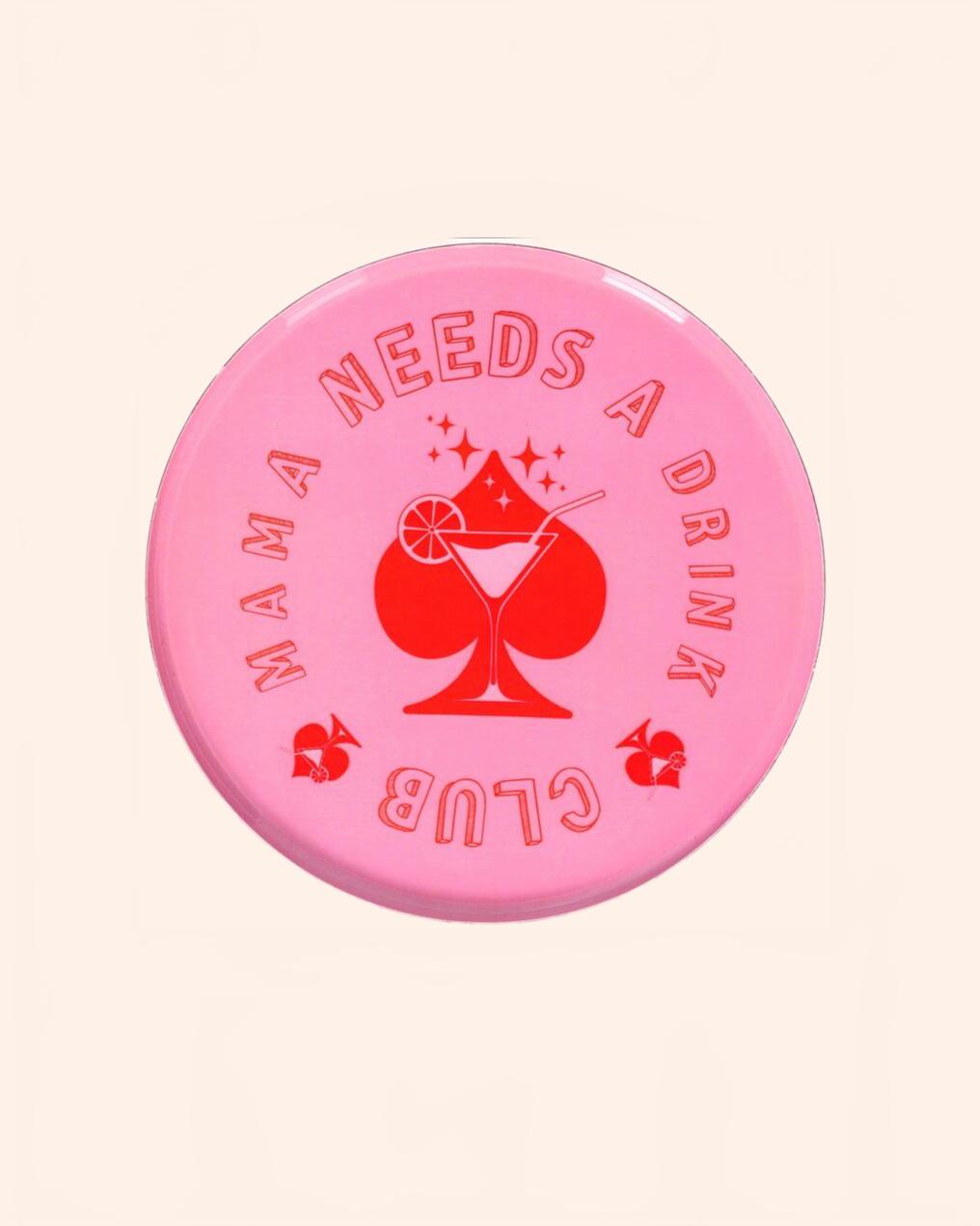 gift company love trays metall tablett mama needs a drink pink
