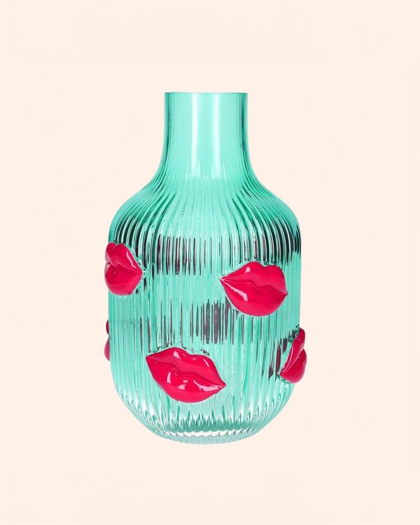 giftcompany vase lamour h 25 cm turquoise transpar