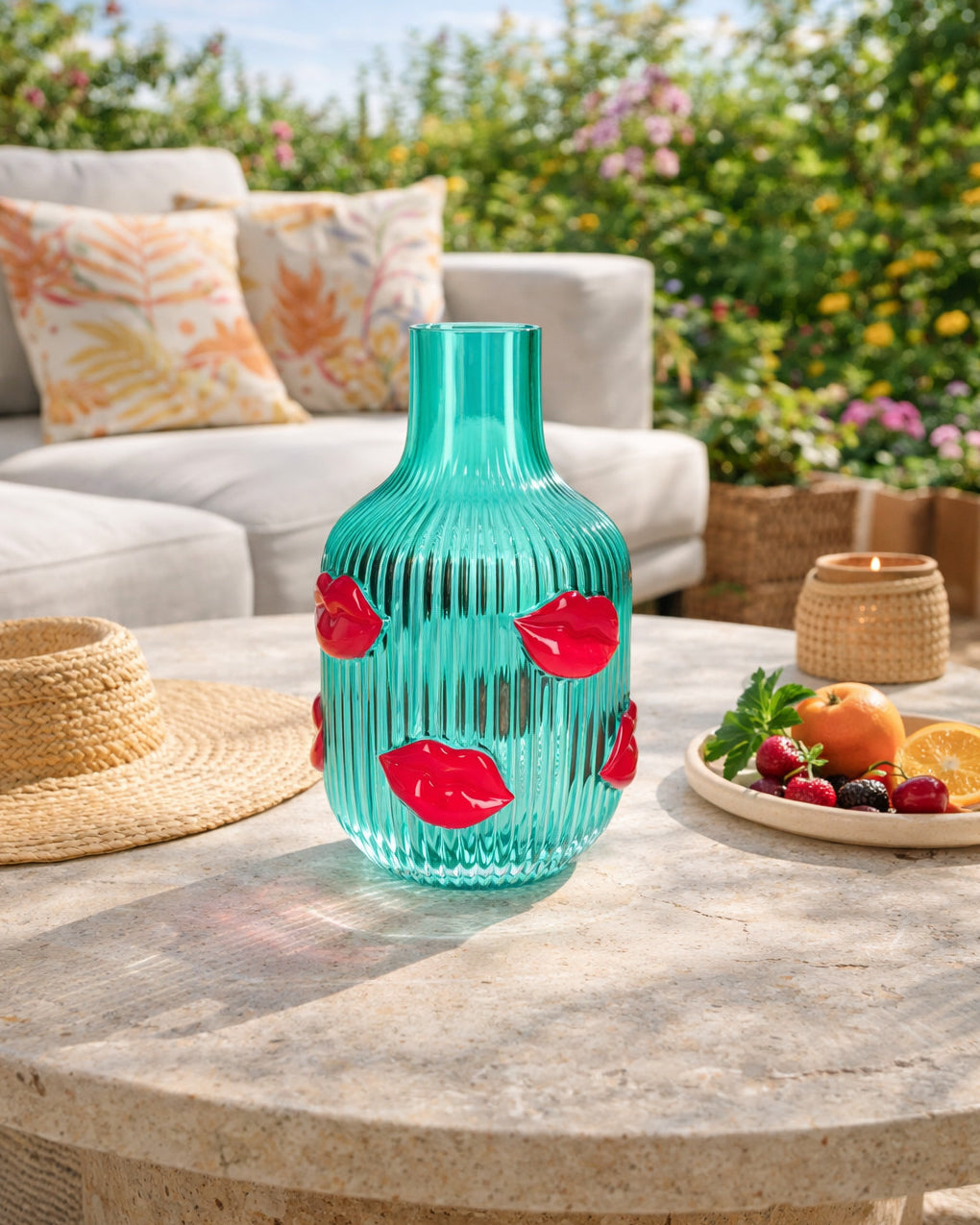 giftcompany vase lamour h 25 cm turquoise transpar