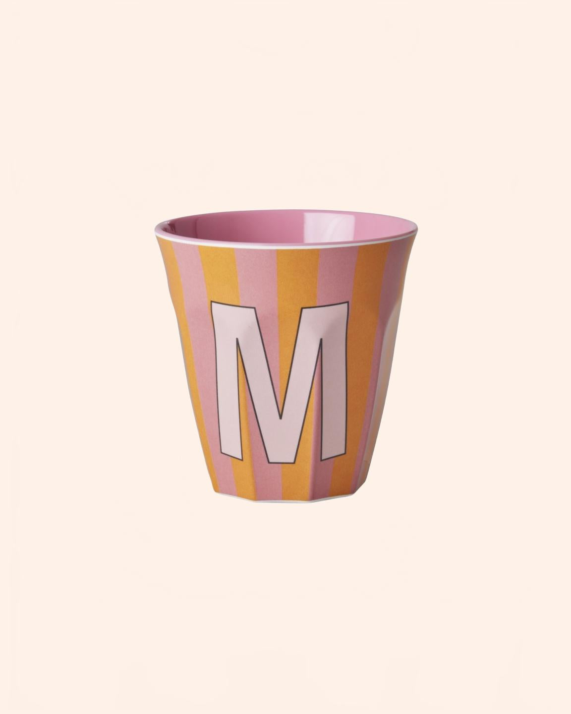 gobelet melamine rice pink alphabet striped m