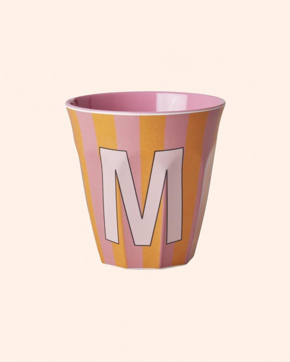 gobelet melamine rice pink alphabet striped m