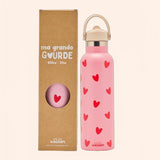 gourde acier inoxydable rose coeurs rouge B2B