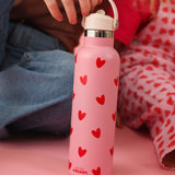 gourde acier inoxydable rose coeurs rouge B2B  1 