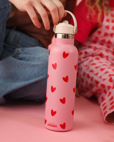 gourde acier inoxydable rose coeurs rouge B2B  1 