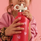 gourde acier inoxydable rouge coeurs rose B2B  2 