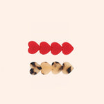 lot 2 barrettes coeurs rouges leopard bd01