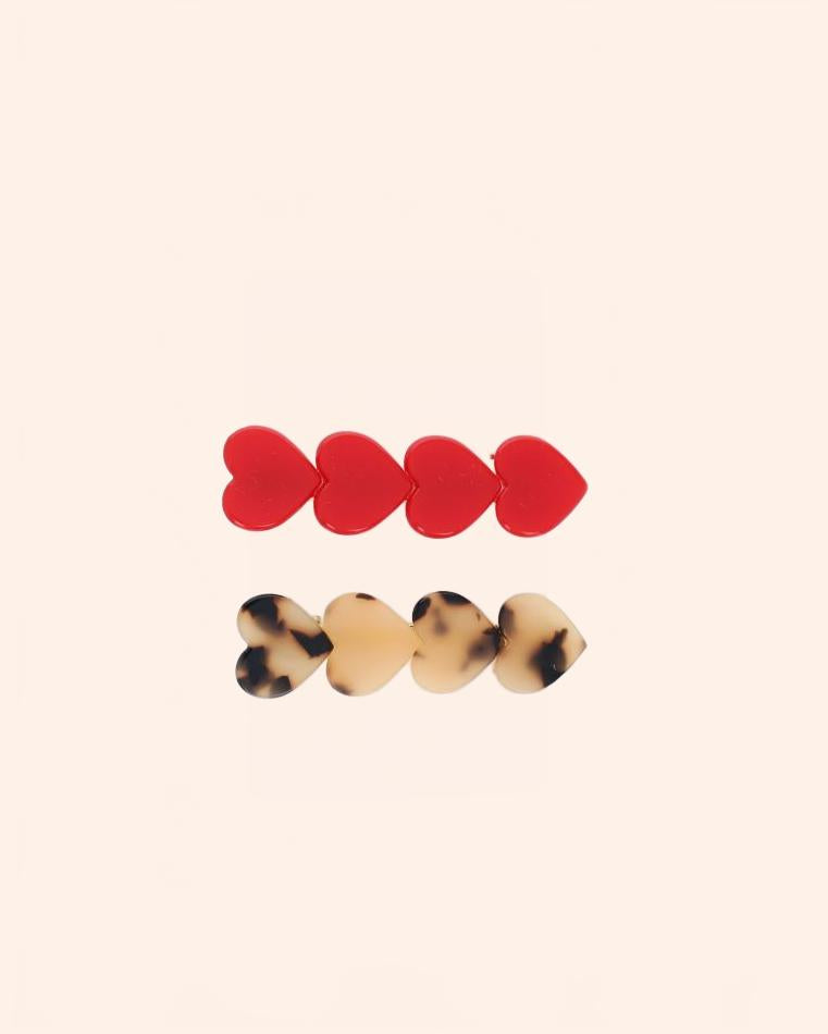 lot 2 barrettes coeurs rouges leopard bd01