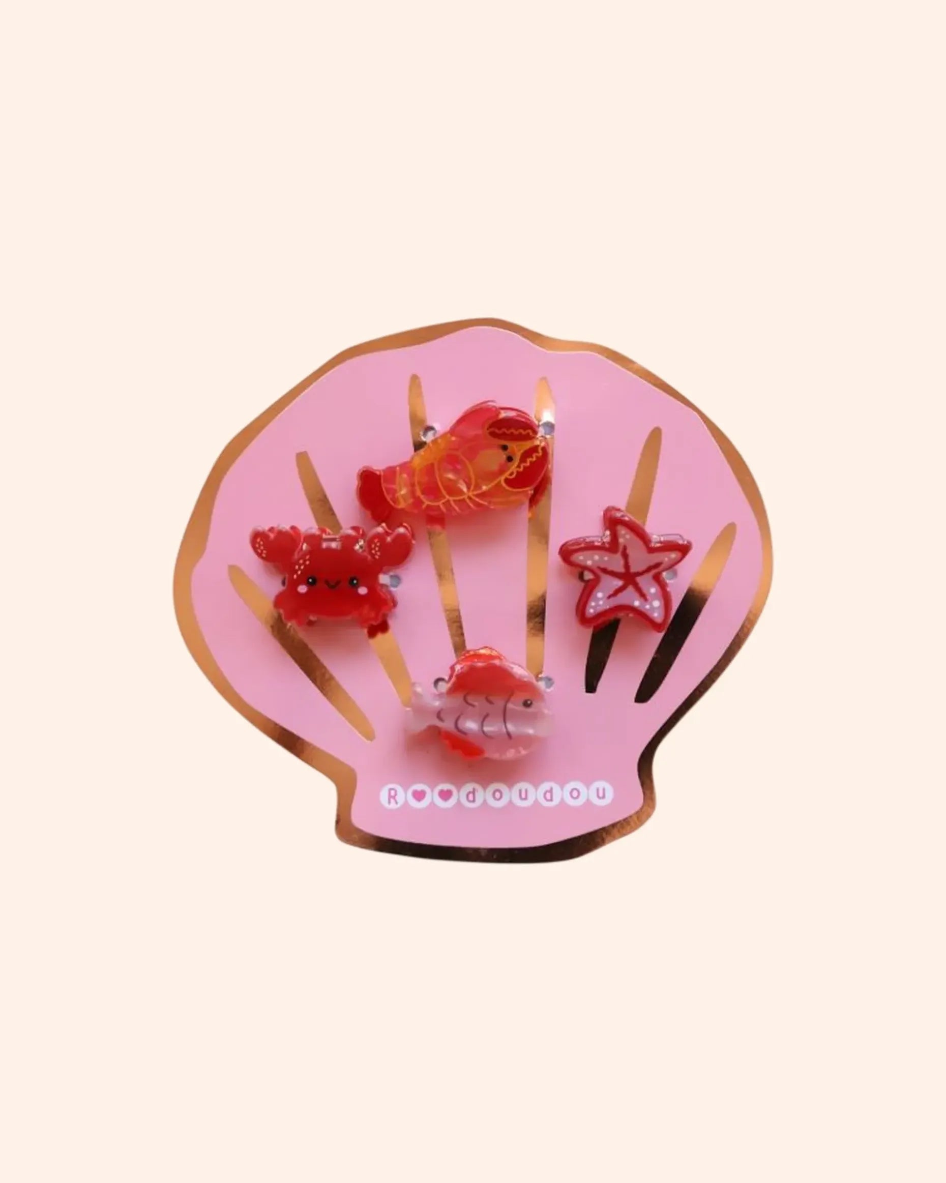 lot de 4 pinces ocean rouge rose   le petit souk 1