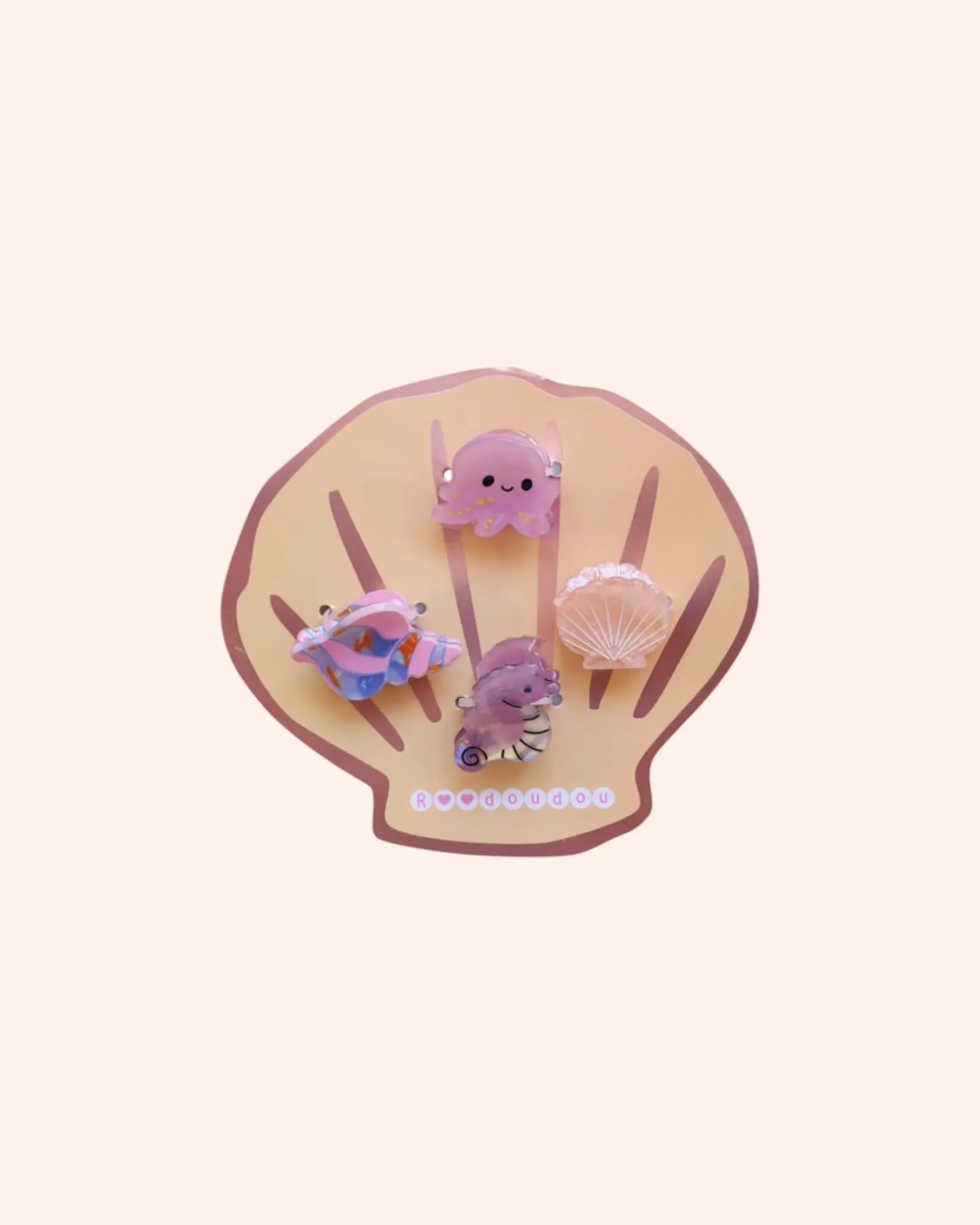lot de 4 pinces ocean violet rose   le petit souk 1