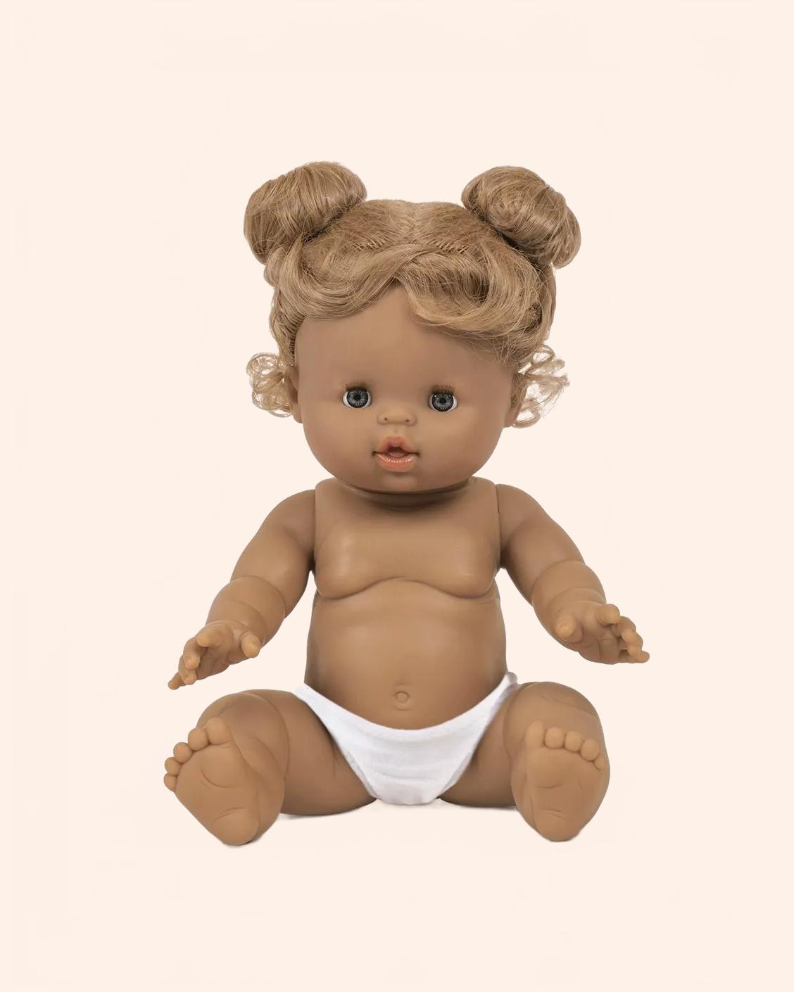 minikane poupee gordis 34cm a cheveux louise blonde chignons avec culotte