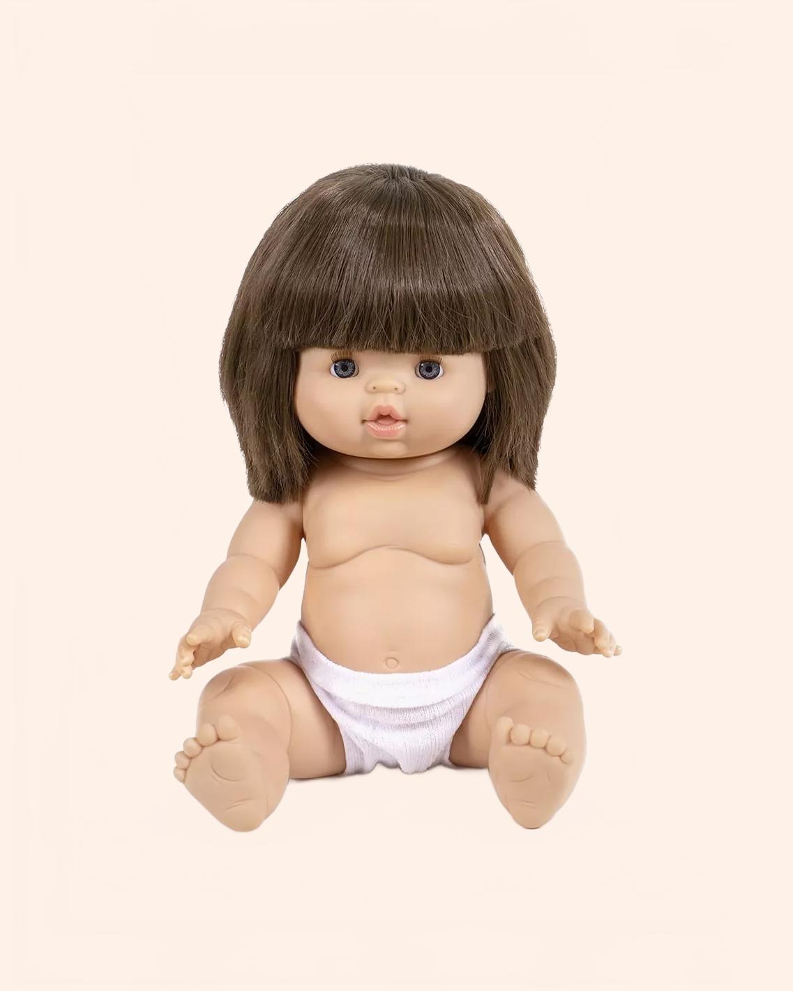 minikane poupee gordis 34cm chloe cheveux chatains aux yeux bleus avec culotte