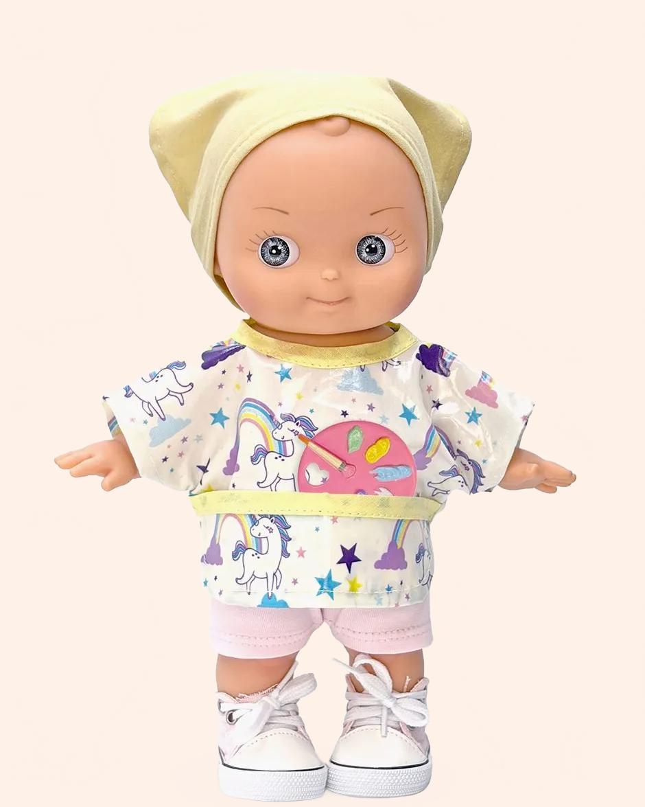 minikane poupee mini pancha alice avec tenue peinture licorne avec palette