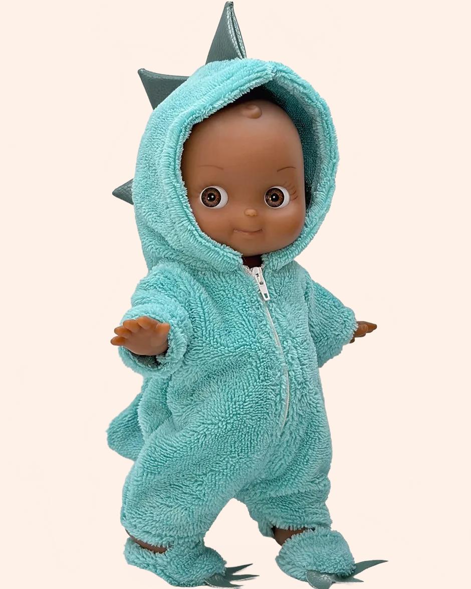 minikane poupee mini pancha arsene avec ensemble cocooning dinosaure vert