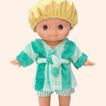 minikane poupee mini pancha basile avec tenue bain rayures vert menthe pieds nus