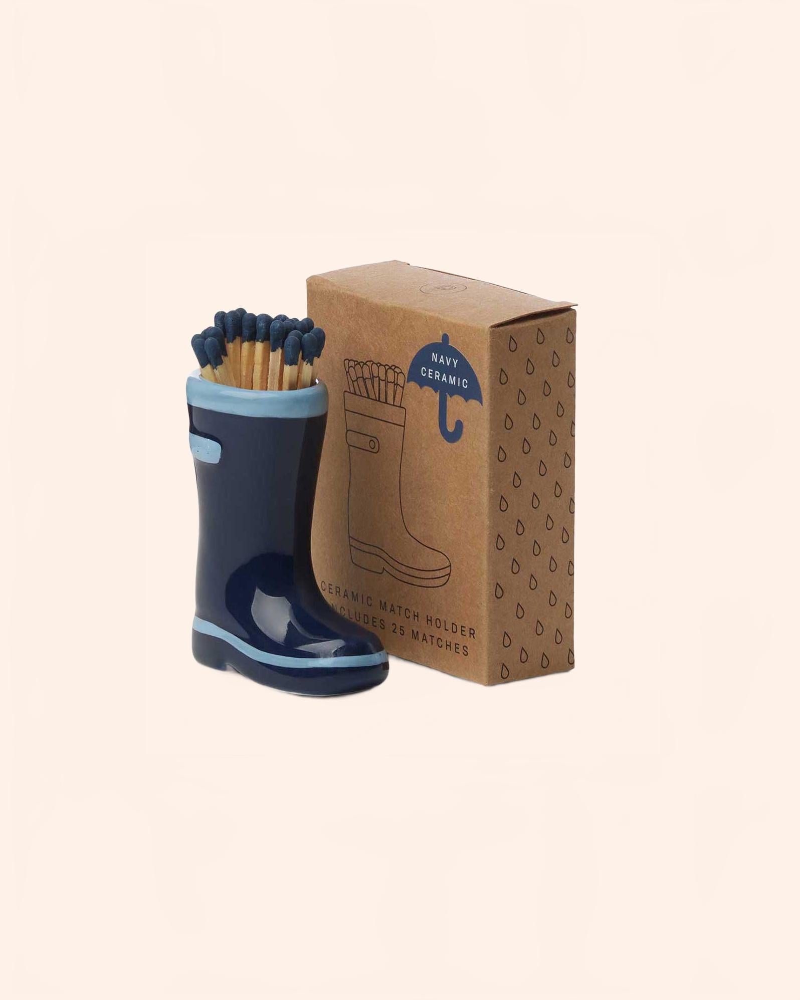 paddywax wellington boot matches holder candles one size navy blue acc33eu 37361537253543