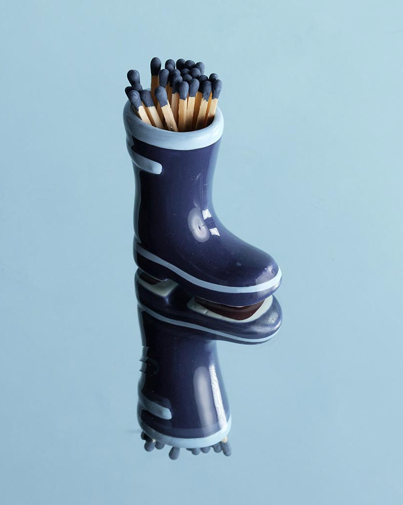 paddywax wellington boot matches holder candles one size navy blue acc33eu 37361539252391