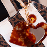 porte cles miroir leopard coeur dore 1