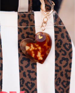 porte cles miroir leopard coeur dore 4