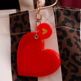 porte cles miroir rouge coeur dore 1