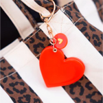 porte cles miroir rouge coeur dore 5