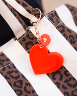 porte cles miroir rouge coeur dore 5