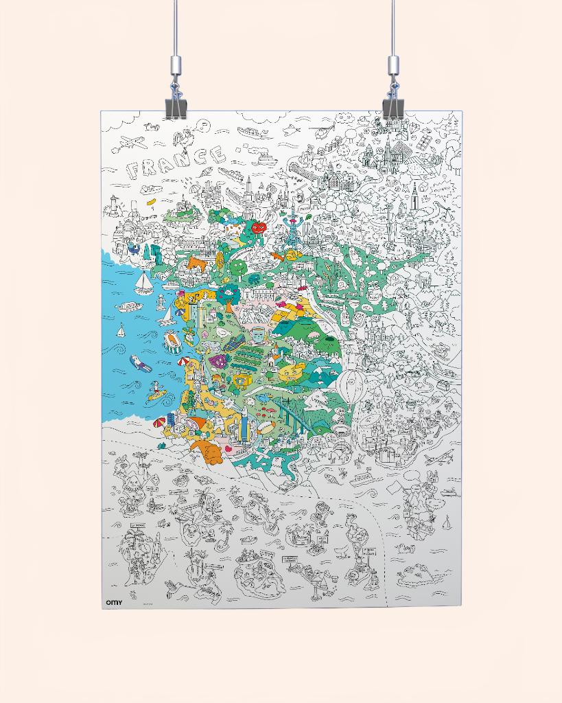 poster coloriage france omy suspendu blanc bleu