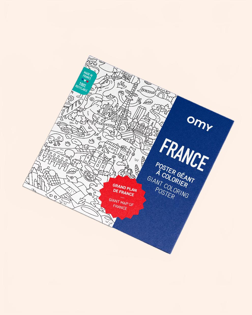 poster geant coloriage france omy packaging bleu