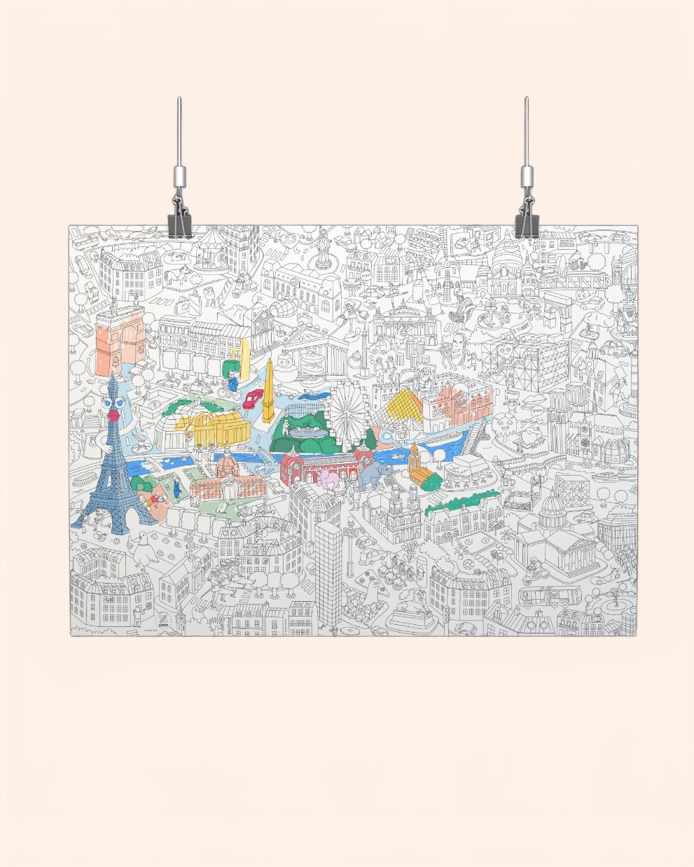 poster paris a colorier grand format illustrations