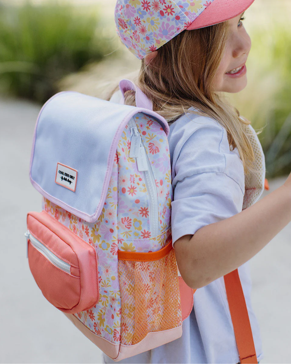 sac a dos eco responsable enfants imprime fleurs format carre hello hossy