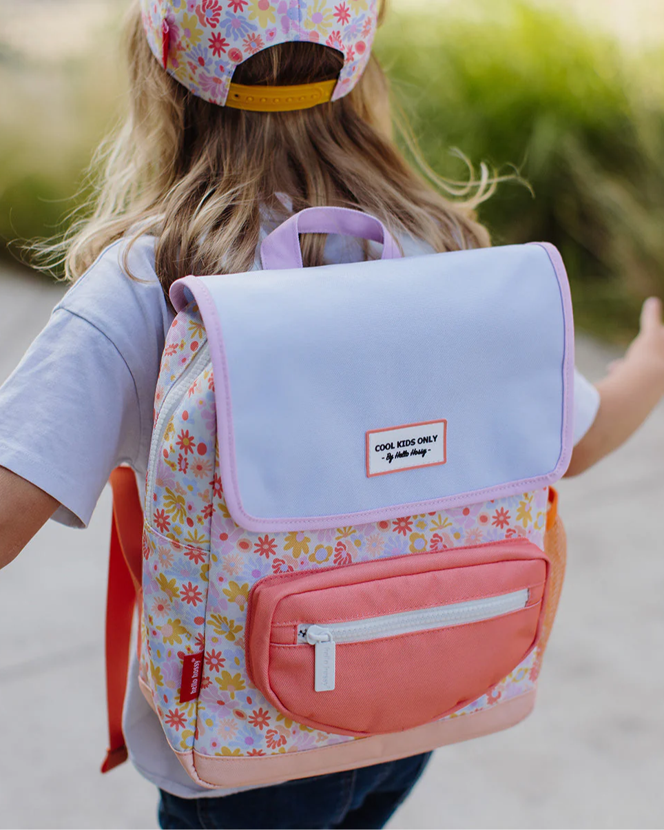 sac a dos enfants classeur A4 imprime fleurs format carre hello hossy