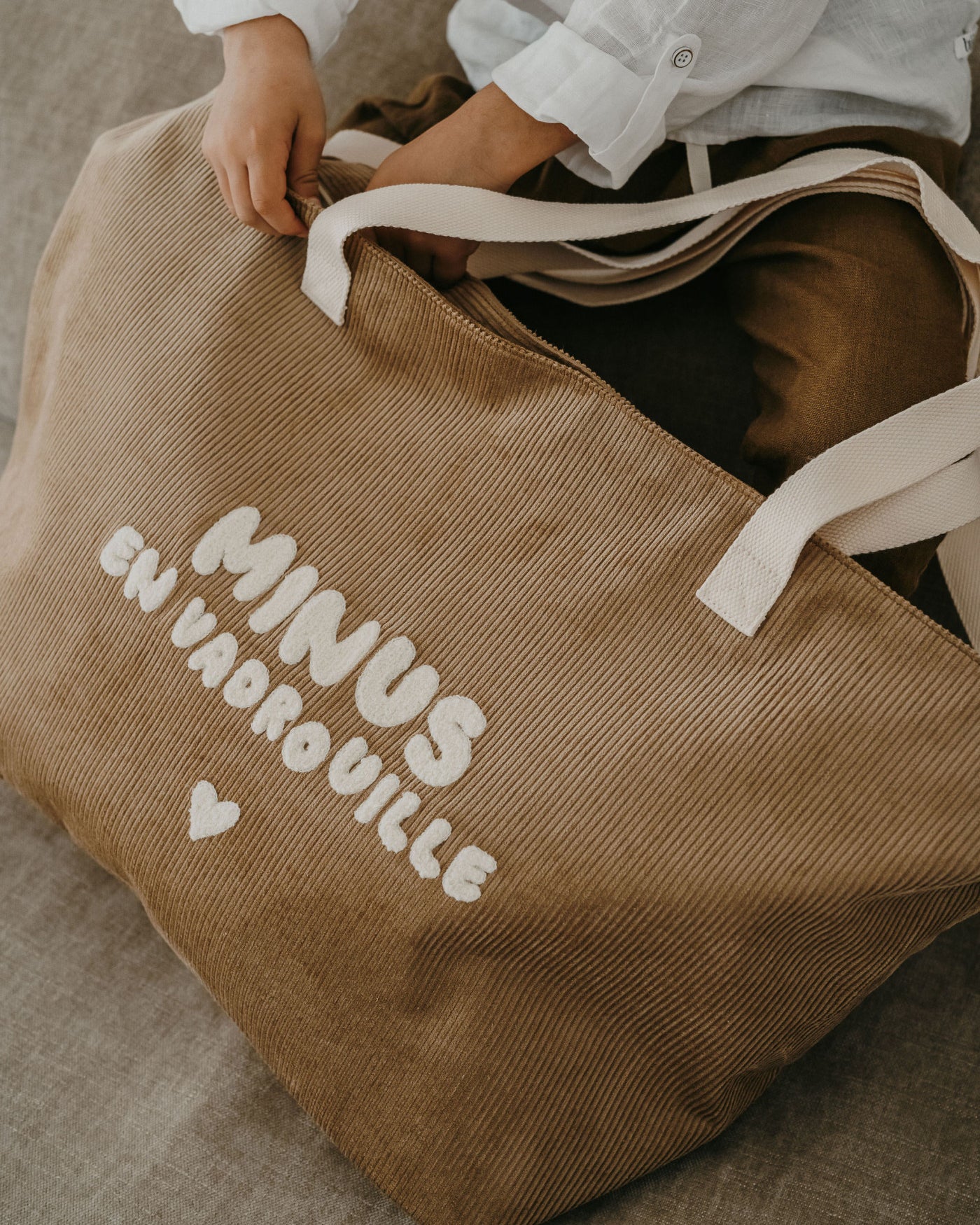 sac xl velours beige minus
