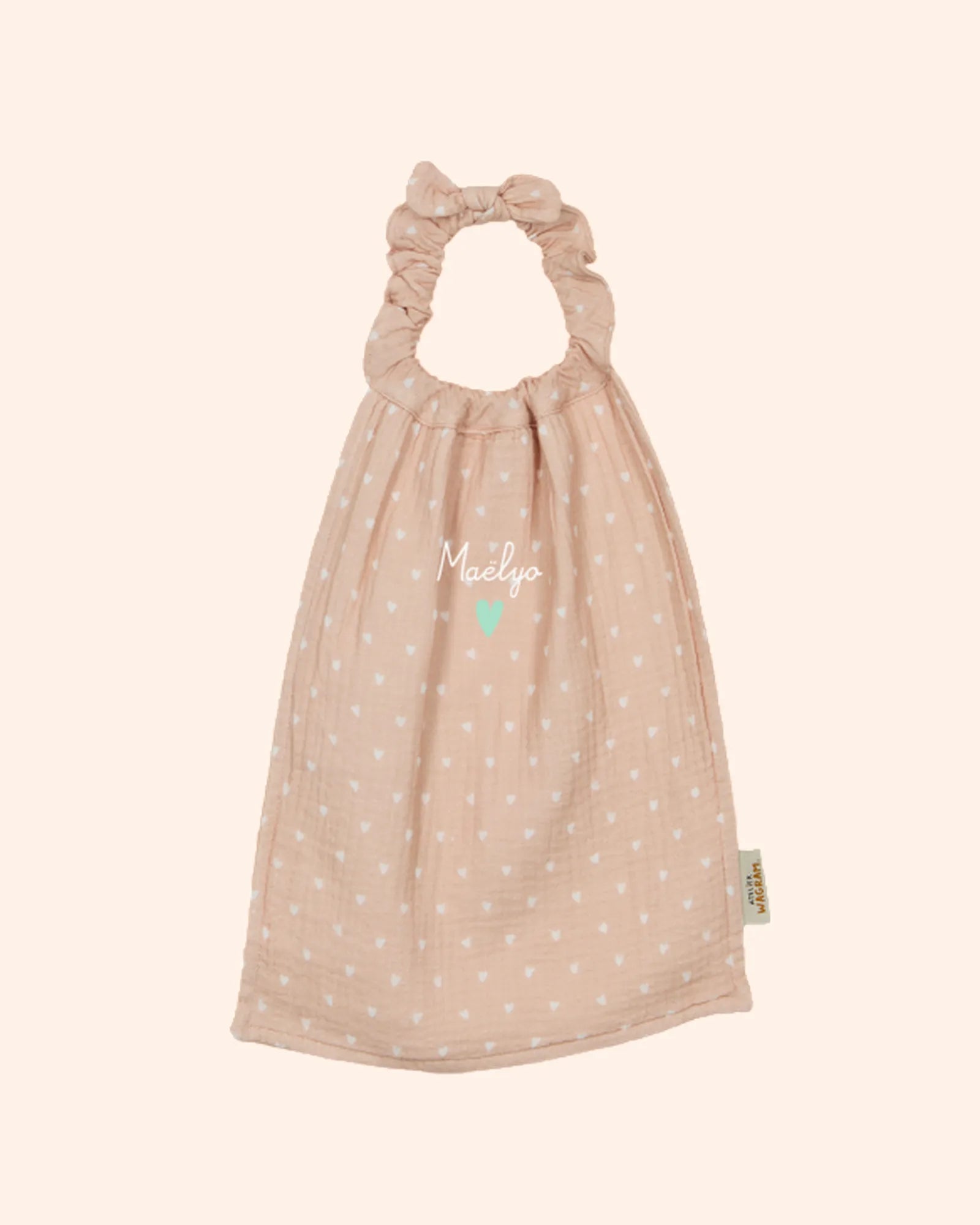 serviette cantine gaze de coton et eponge   atelier wagram   beige et coeurs blancs leopard damier raye leopard clair rose 7