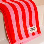 serviette de bain rayures rose rouge amour toujours 1