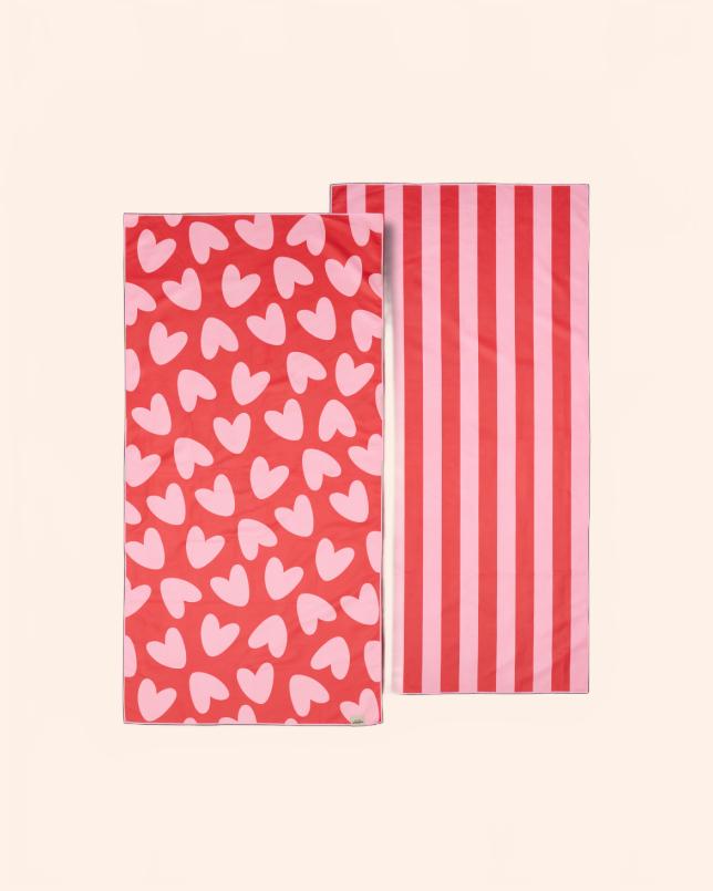 serviette microfibre rose rouge