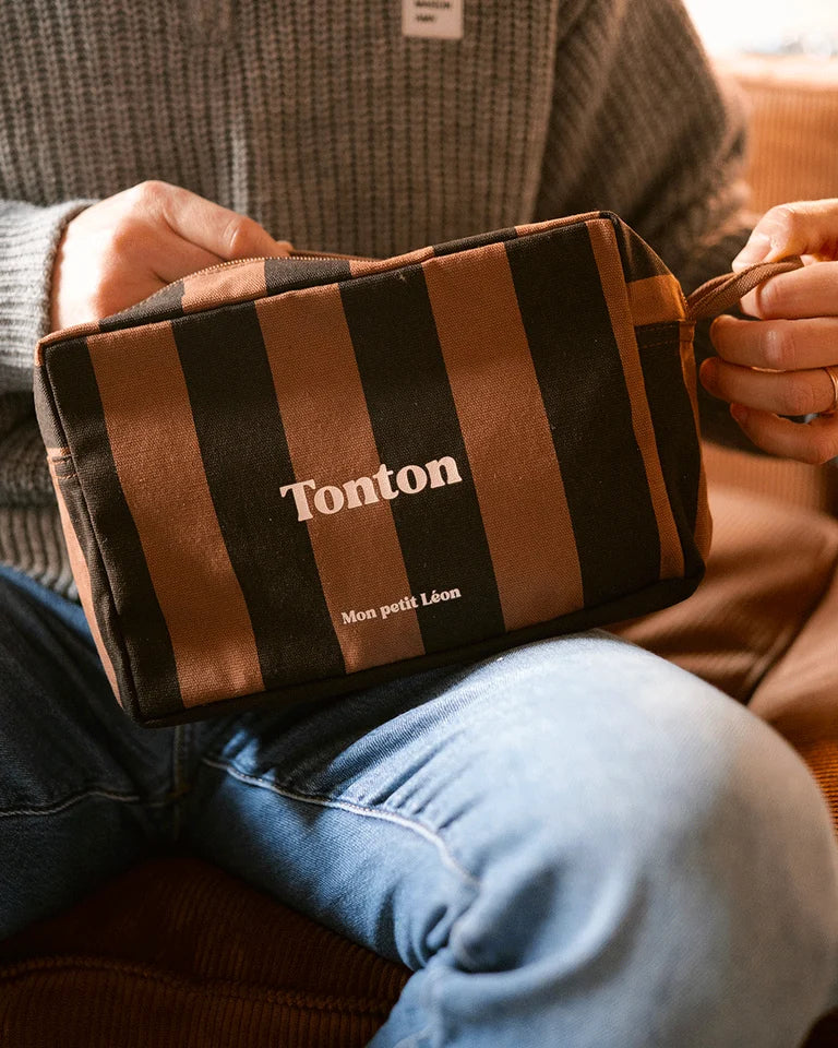 trousse de toilette rayures marron noir tonton 2