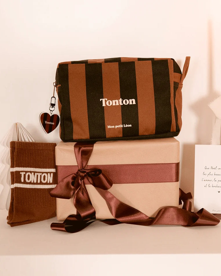 trousse de toilette rayures marron noir tonton 3