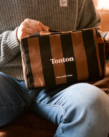 trousse de toilette rayures marron noir tonton 5
