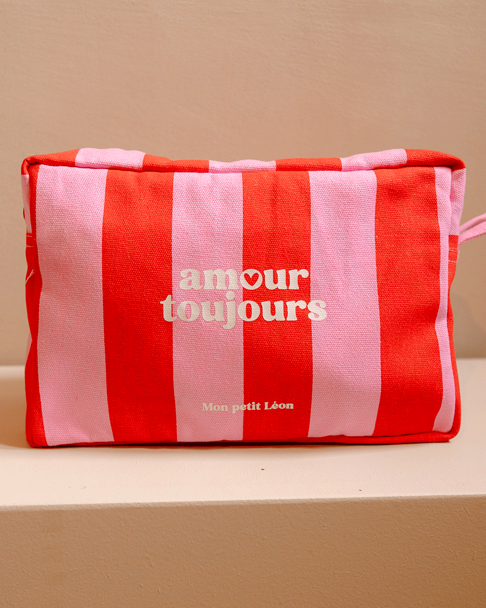trousse de toilette rayures rose rouge amour toujours 1
