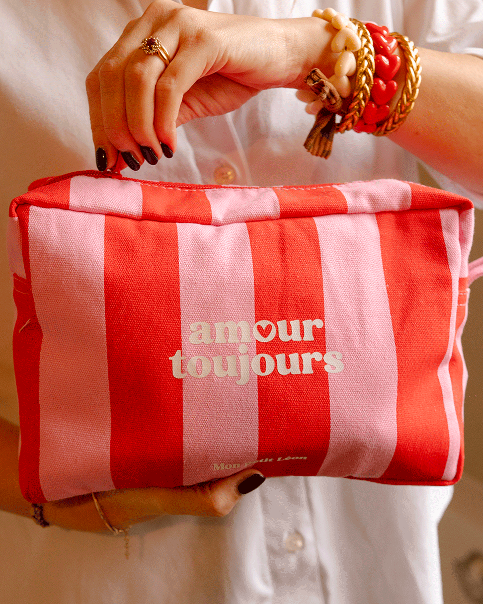trousse de toilette rayures rose rouge amour toujours 2