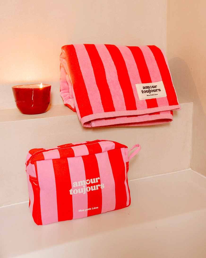 trousse de toilette rayures rose rouge amour toujours 4
