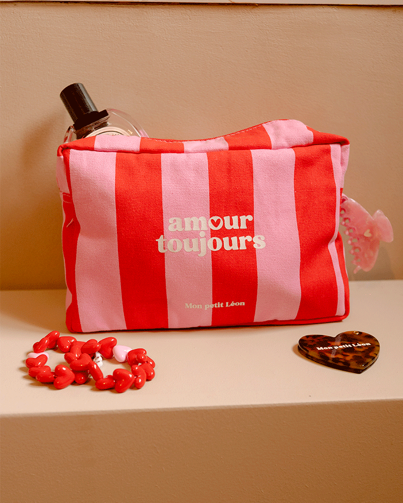 trousse de toilette rayures rose rouge amour toujours 6