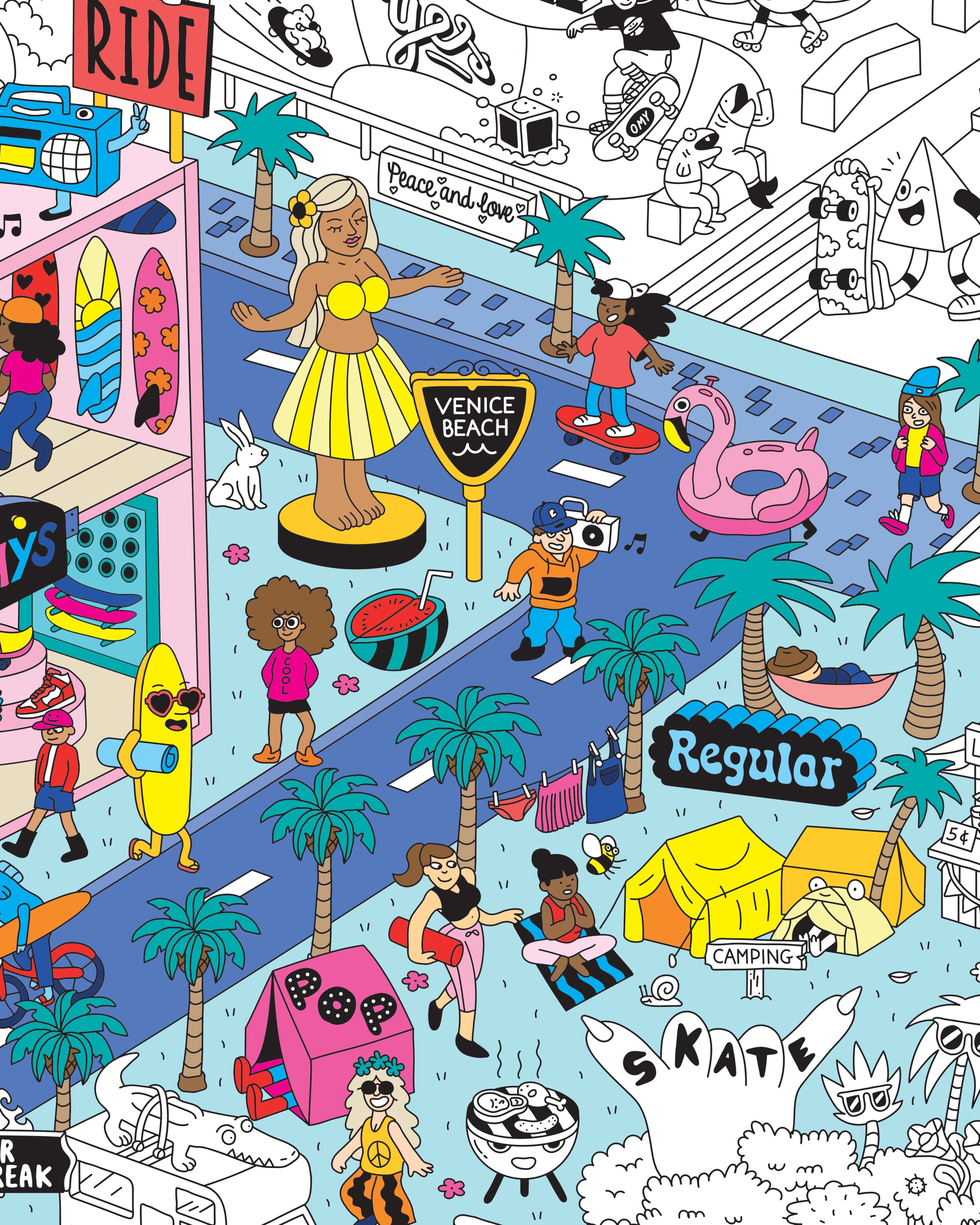 zoom poster surf skate illustrations coloriees